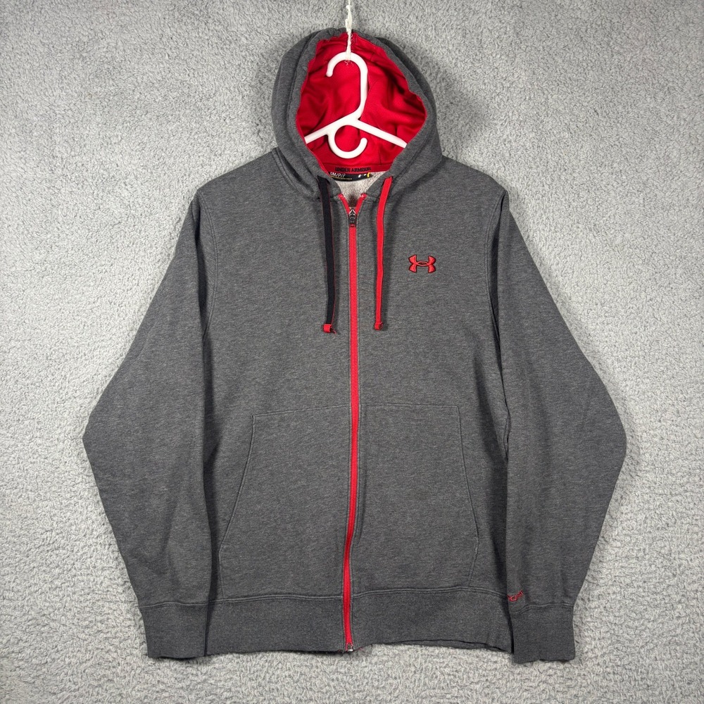 Under Armour Hoodie Mens Small Grey Storm Full Zip Fleece Water Resistant Logo